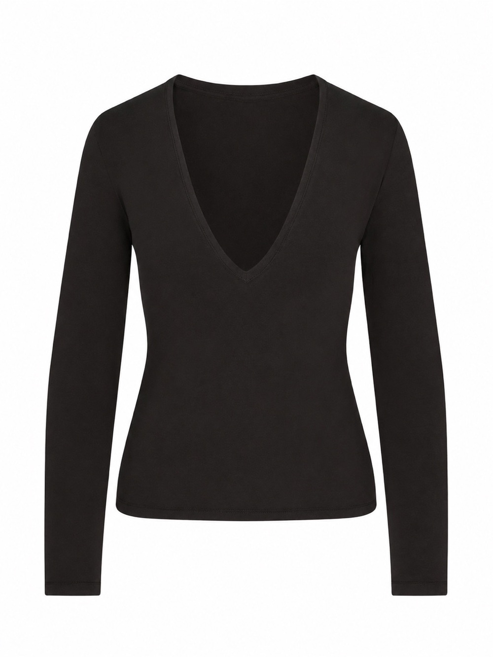 Skims Cotton Jersey V Neck Long Sleeve